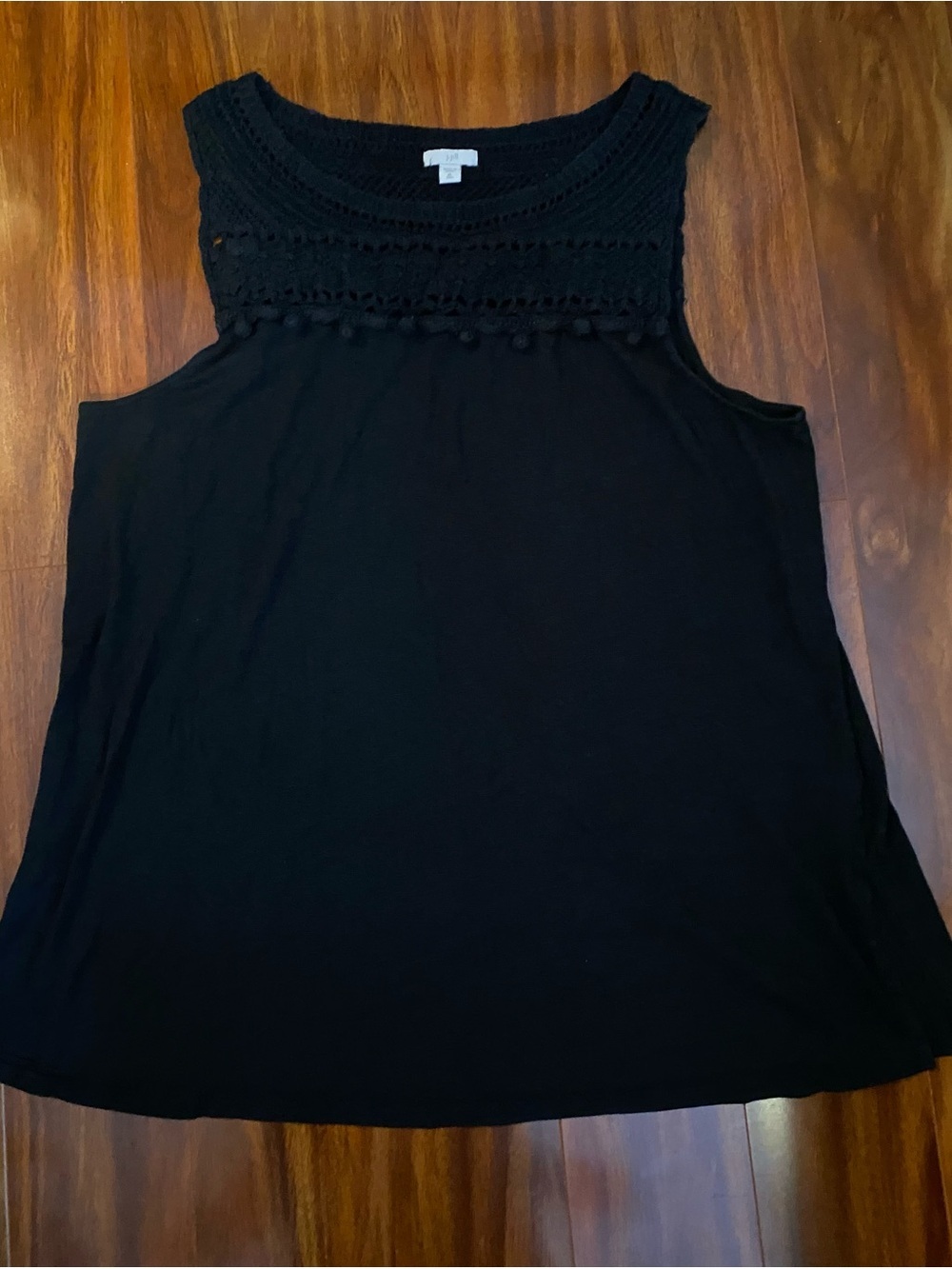 J.Jill Women's Black Crochet Sleeveless Top cotton blend XL